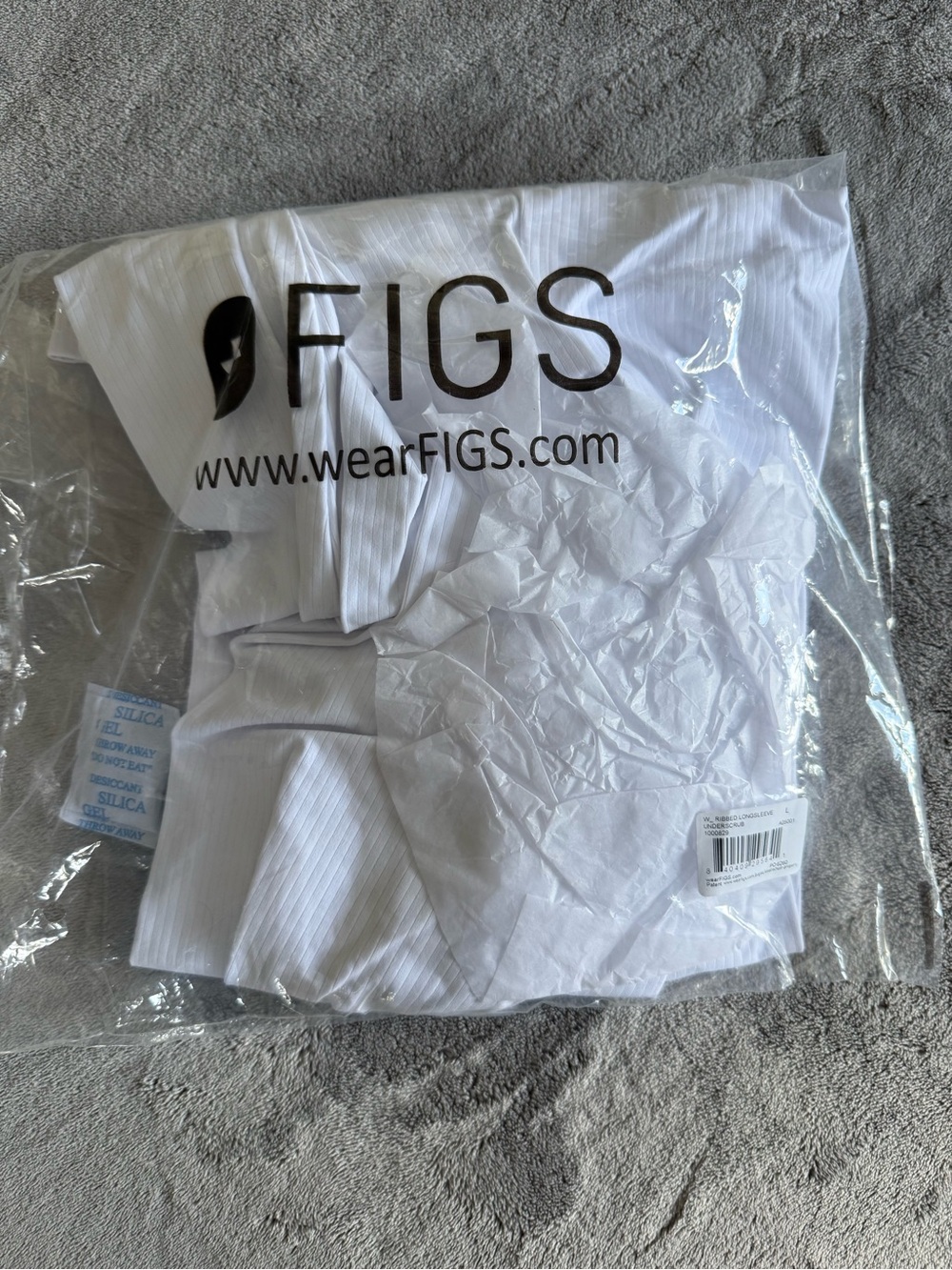 FIGS Women’s White Longsleeve Underscrub- Ribbed Comfort